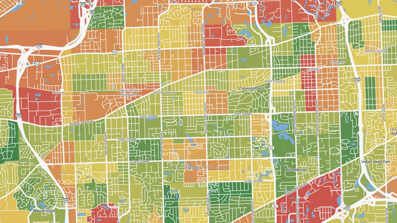 Westmont, IL Map of Theft Rates