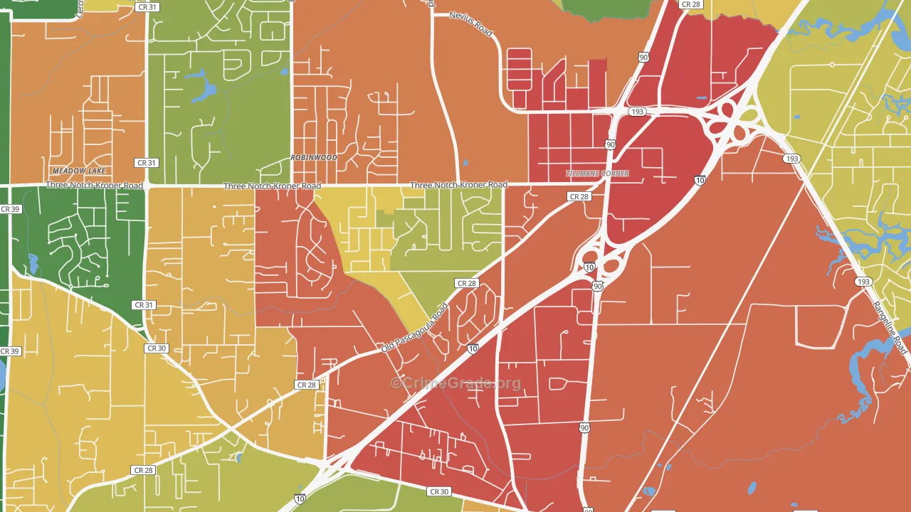 Westmont, Tillmans Corner, AL Map of Theft Rates