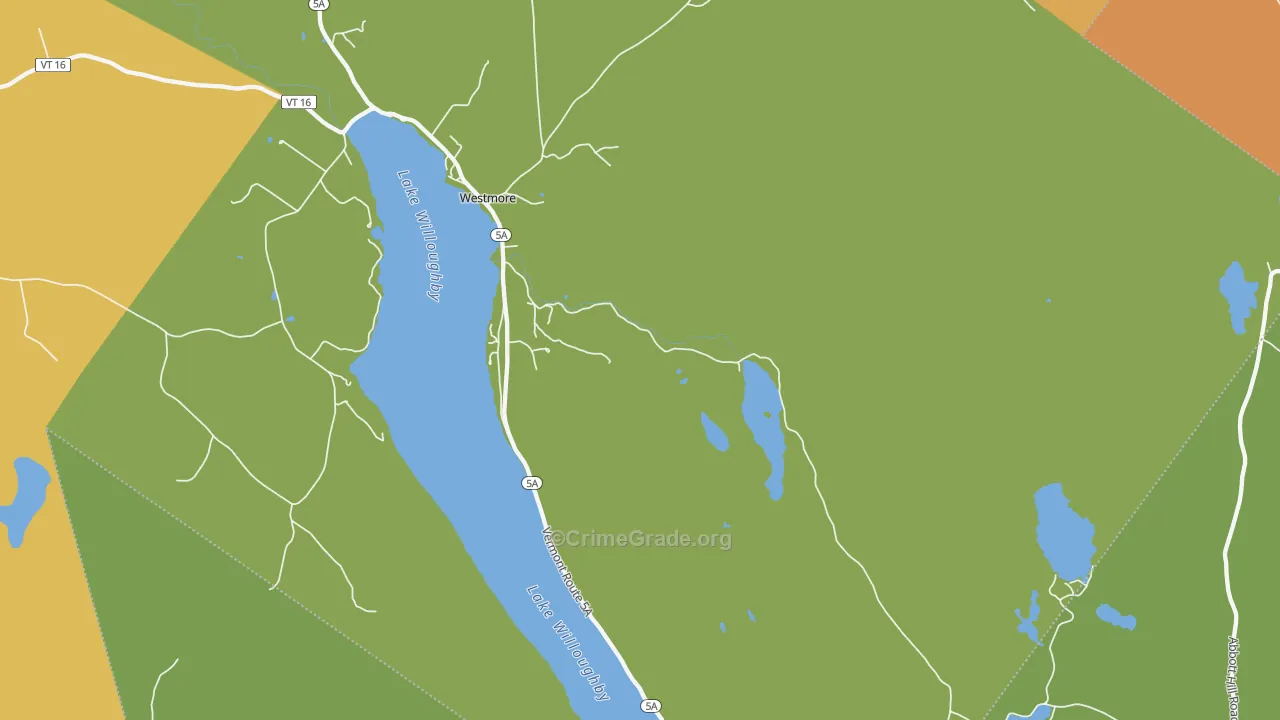 Westmore, VT Map of Theft Rates