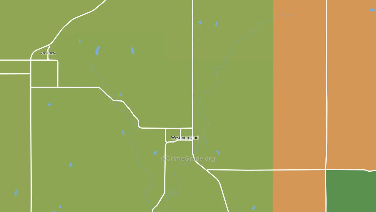 Westmoreland, KS Map of Theft Rates
