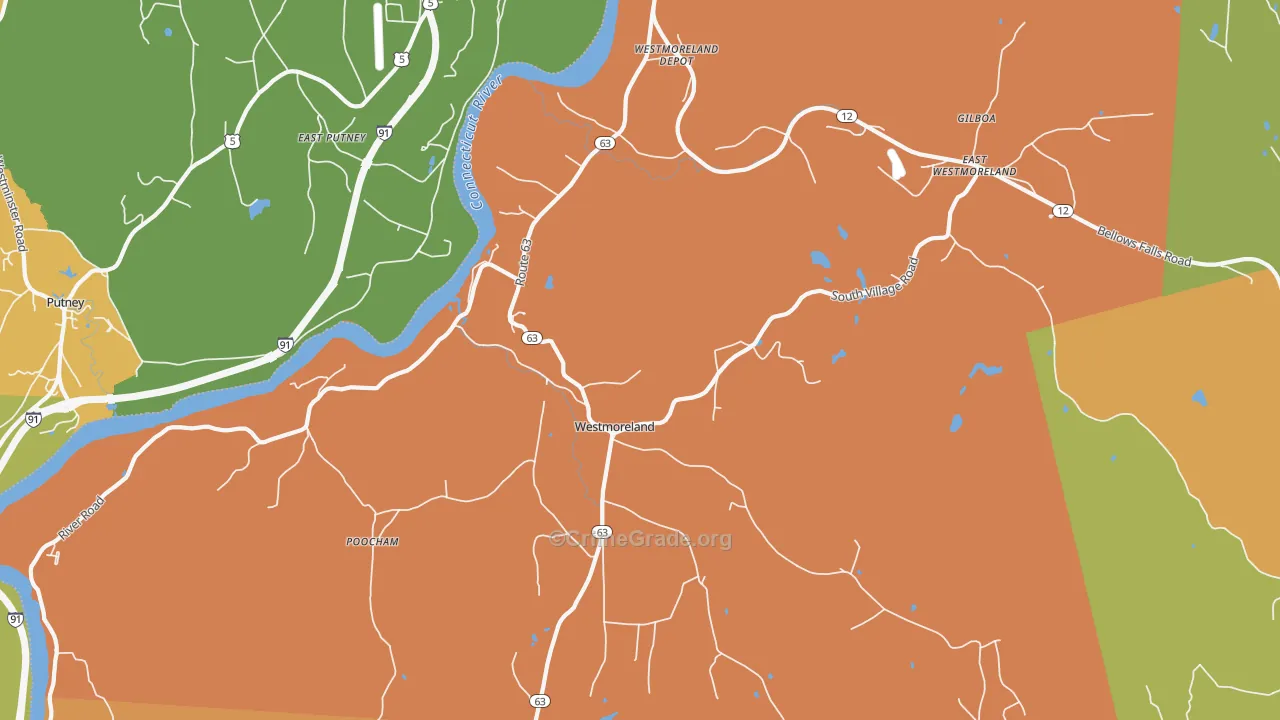 Westmoreland, NH Map of Theft Rates