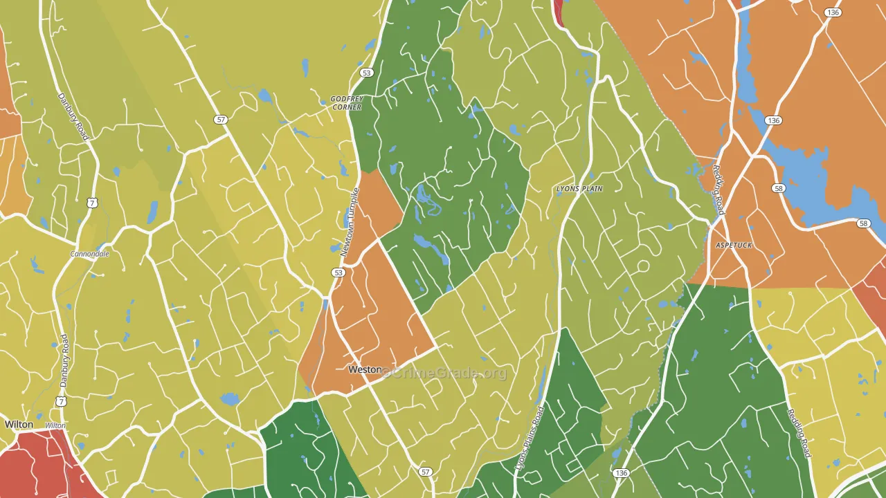Weston, CT Map of Theft Rates