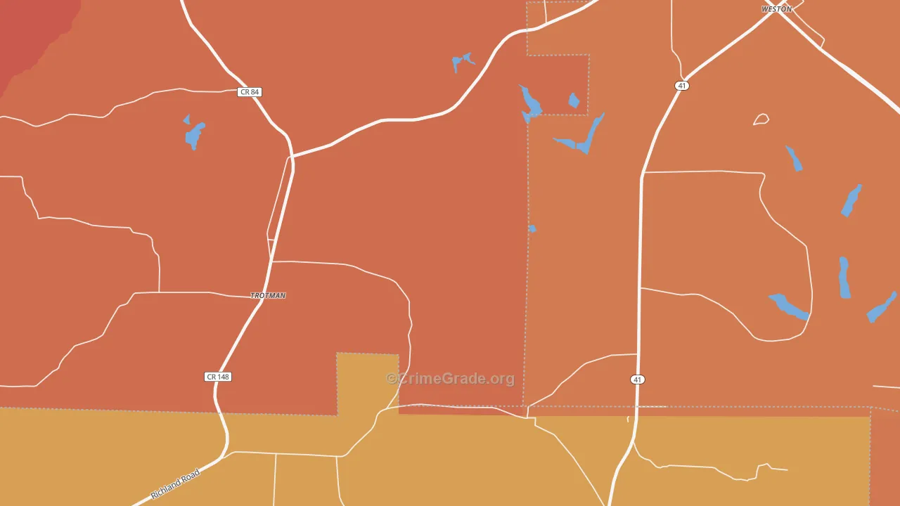 Weston, GA Map of Theft Rates