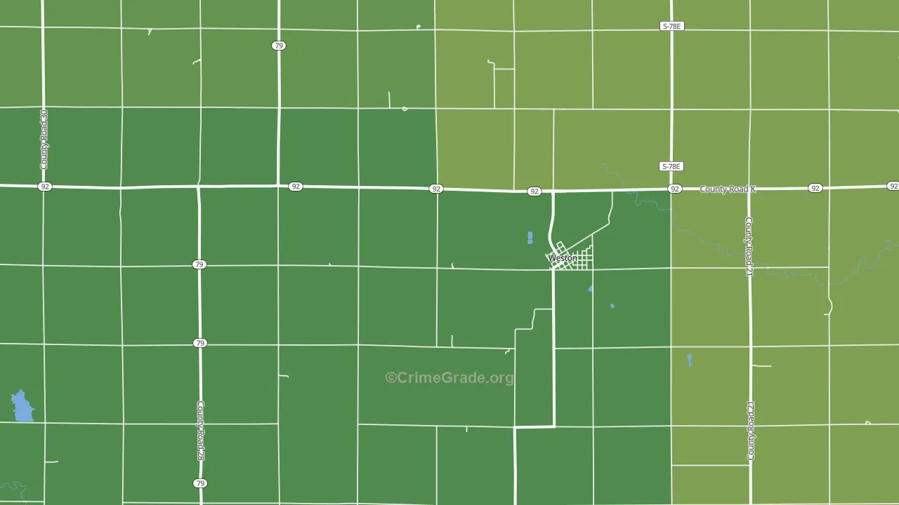 Weston, NE Map of Theft Rates