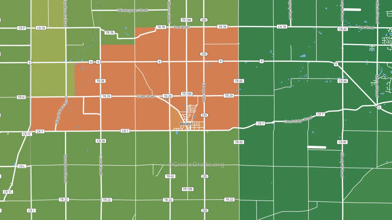 Weston, OH Map of Theft Rates