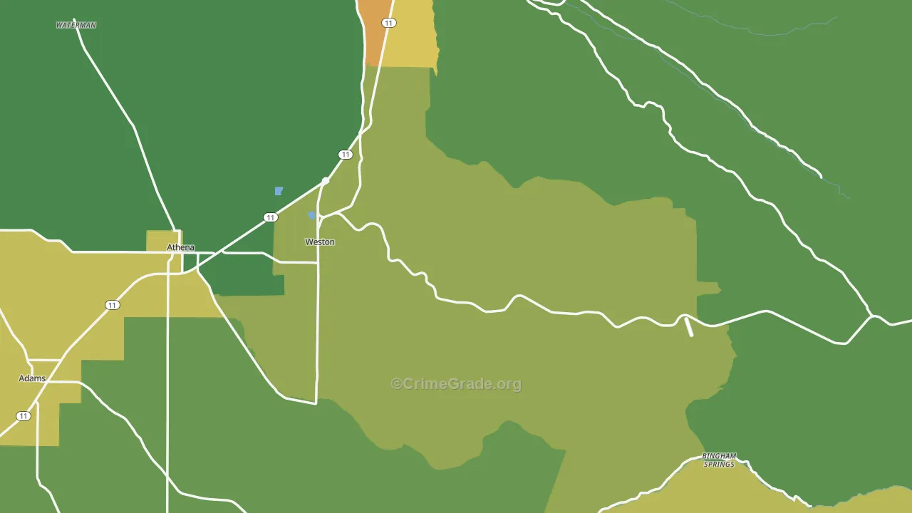 Weston, OR Map of Theft Rates