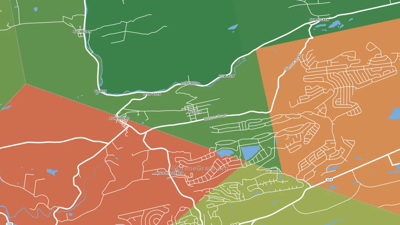 Weston, PA Map of Theft Rates