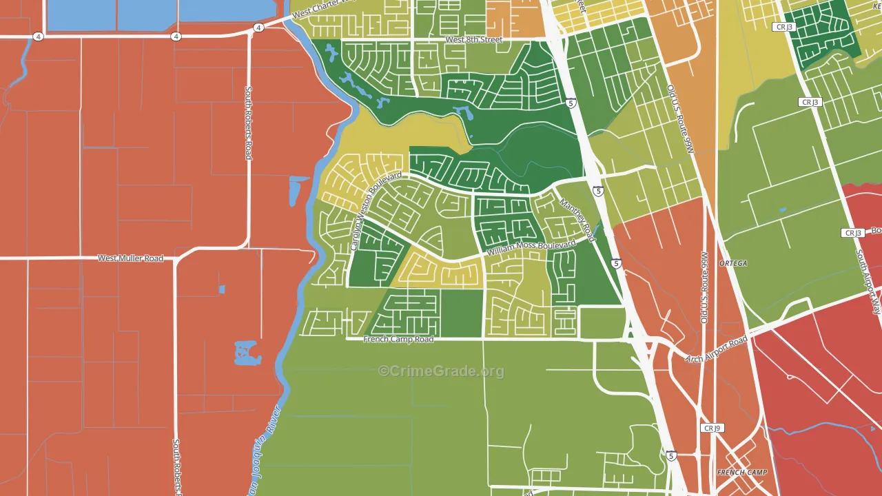 Weston Ranch, Stockton, CA Map of Theft Rates