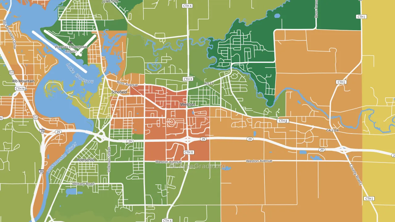 Weston, WI Map of Theft Rates