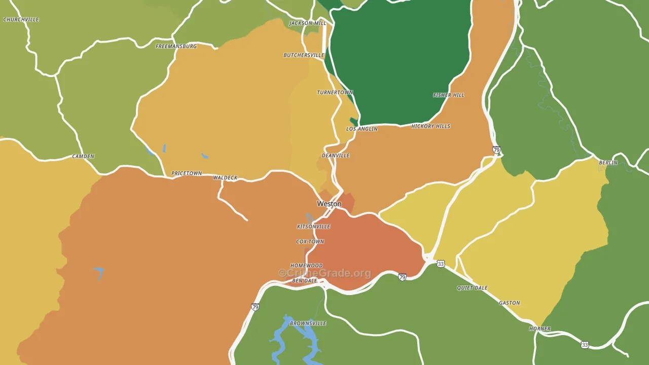 Weston, WV Map of Theft Rates