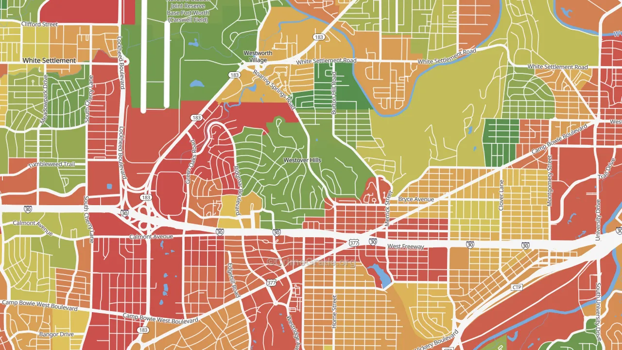 Westover Hills, TX Map of Theft Rates