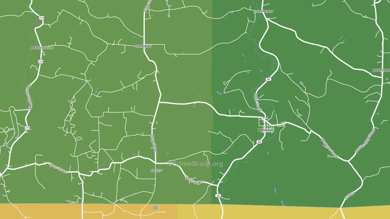 Westover, PA Map of Theft Rates