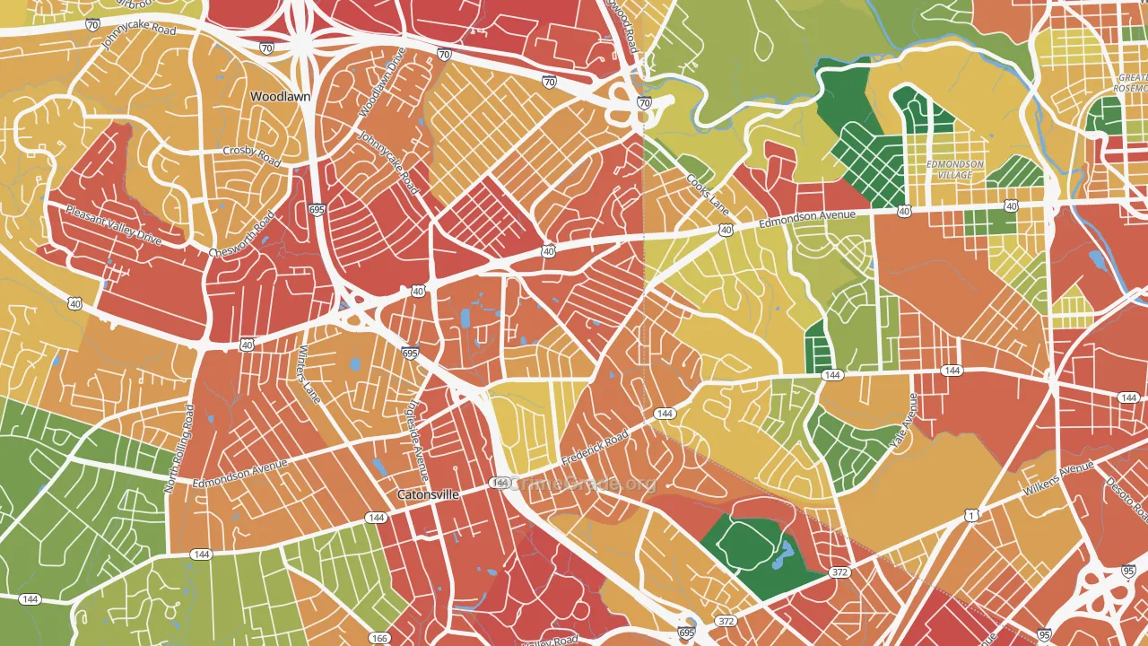 Westowne, Catonsville, MD Map of Theft Rates