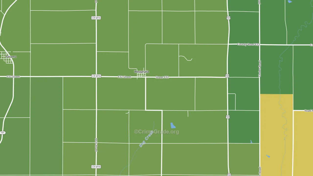 Westphalia, IA Map of Theft Rates