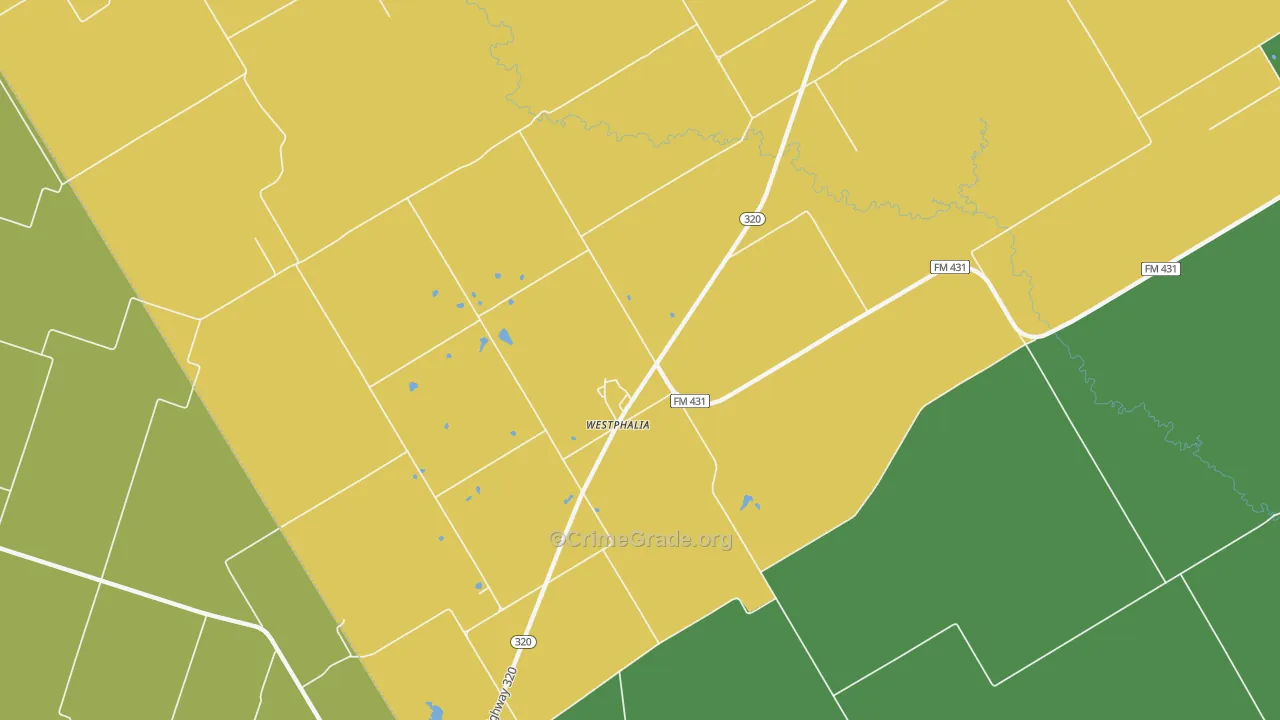 Westphalia, TX Map of Theft Rates