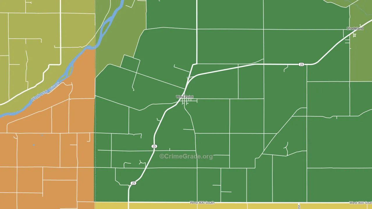 Westpoint, IN Map of Theft Rates