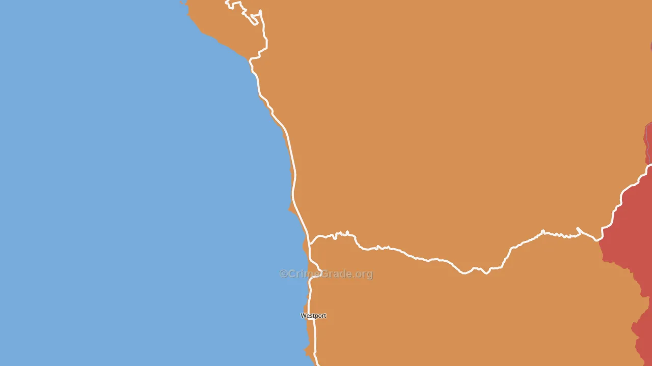 Westport, CA Map of Theft Rates