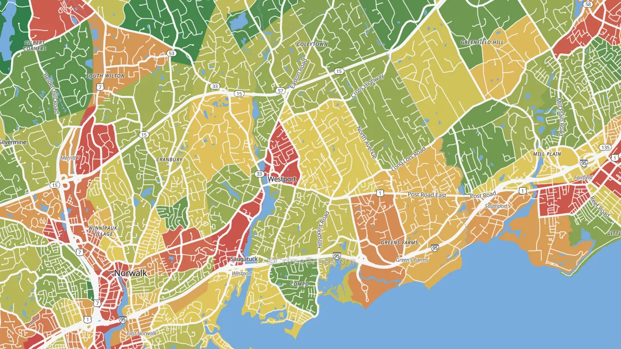 Westport, CT Map of Theft Rates