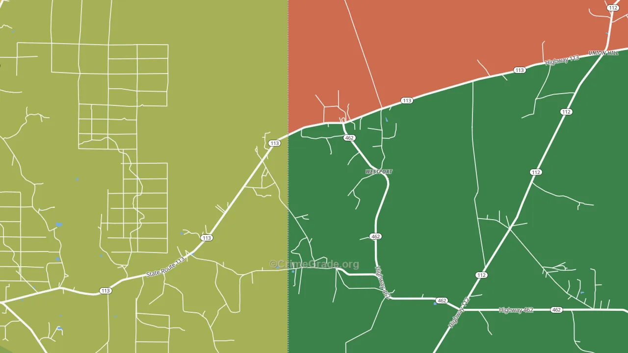 Westport, LA Map of Theft Rates