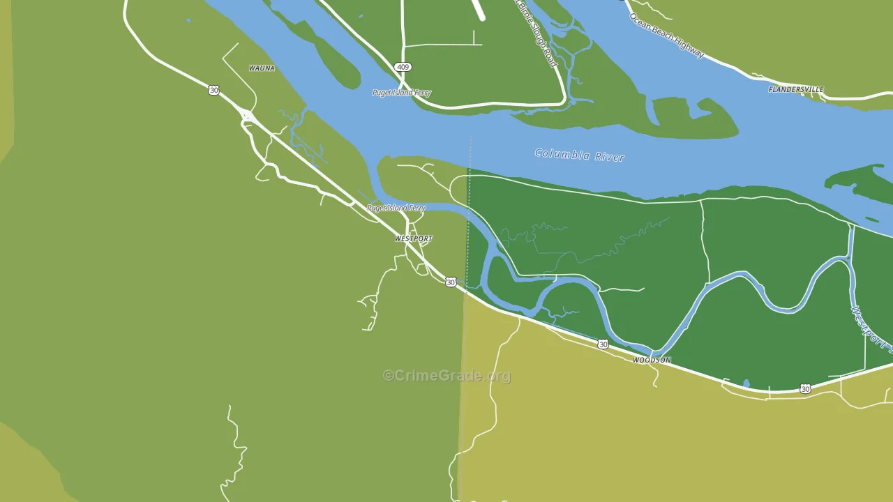 Westport, OR Map of Theft Rates