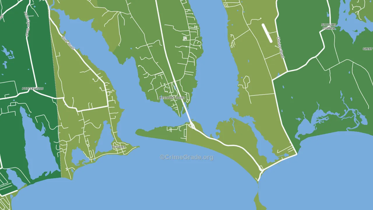 Westport Point, MA Map of Theft Rates