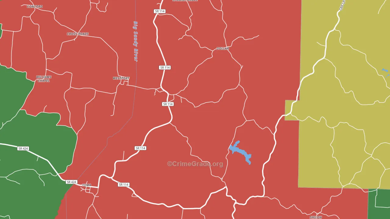 Westport, TN Map of Theft Rates
