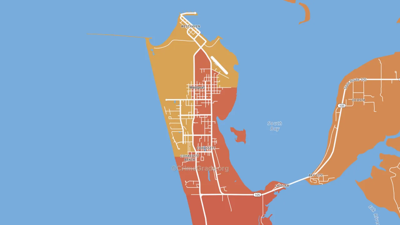 Westport, WA Map of Theft Rates
