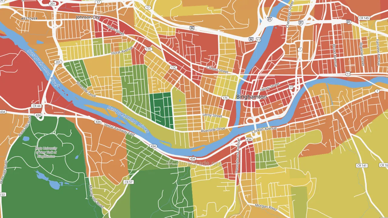Westside, Binghamton, NY Map of Theft Rates