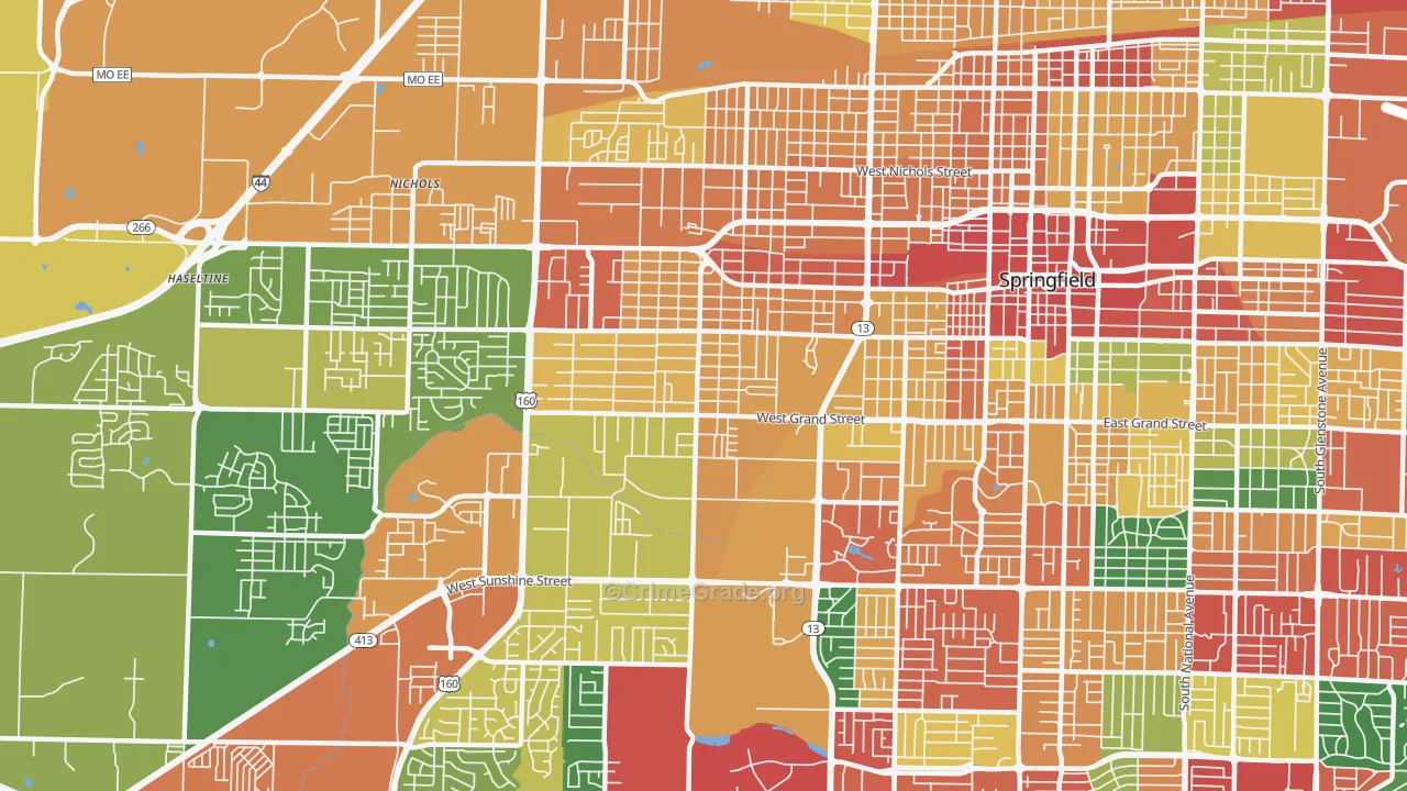 Westside Community Betterment, Springfield, MO Map of Theft Rates