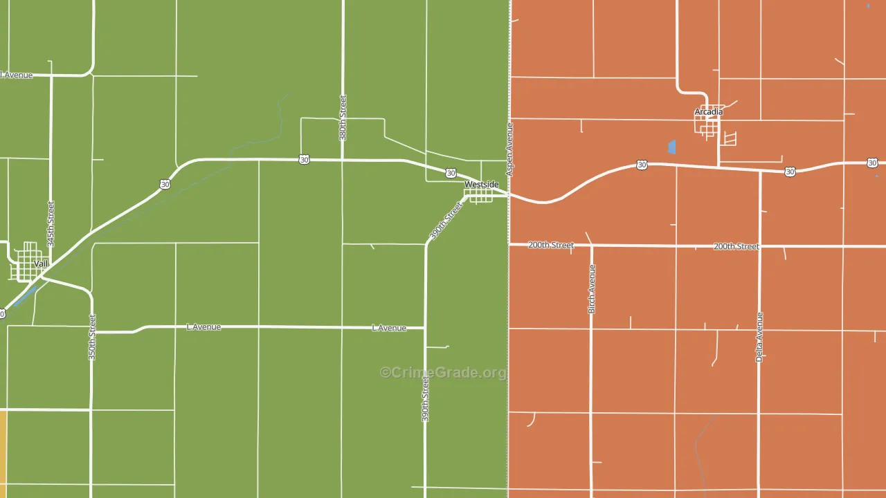 Westside, IA Map of Theft Rates