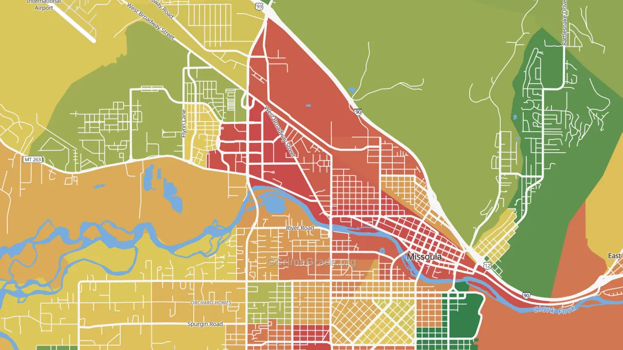 Westside, Missoula, MT Map of Theft Rates