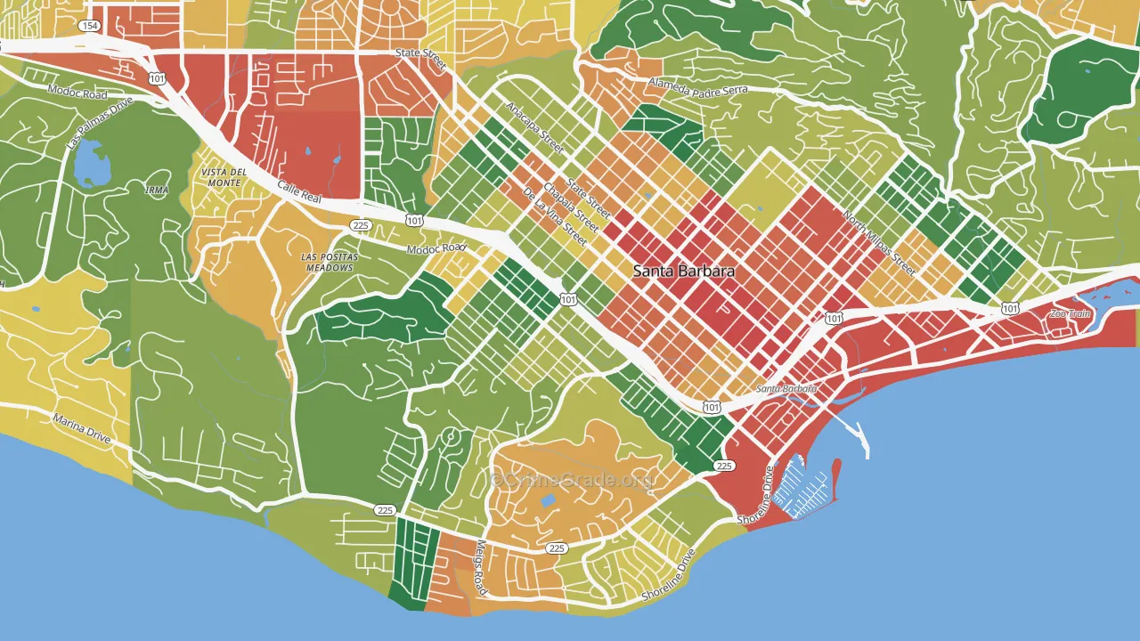 Westside-Santa Barbara, Santa Barbara, CA Map of Theft Rates
