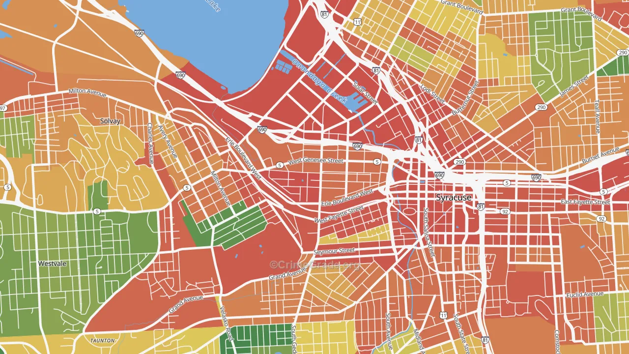 Westside, Syracuse, NY Map of Theft Rates