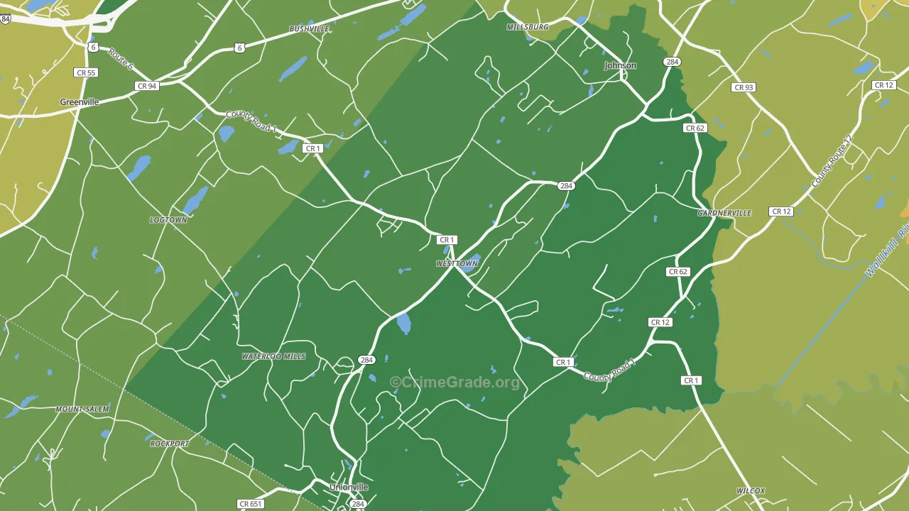 Westtown, NY Map of Theft Rates