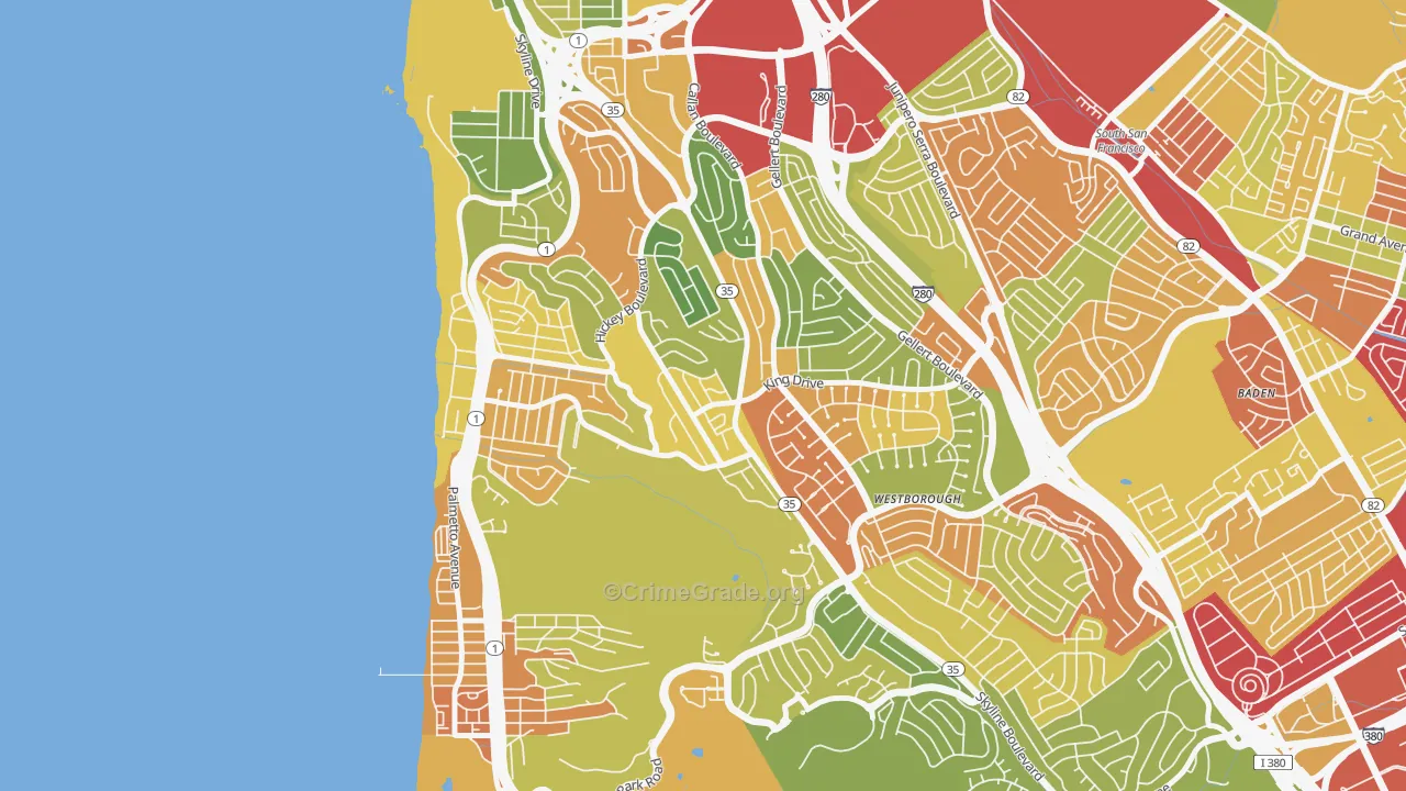 Westview, Pacifica, CA Map of Theft Rates