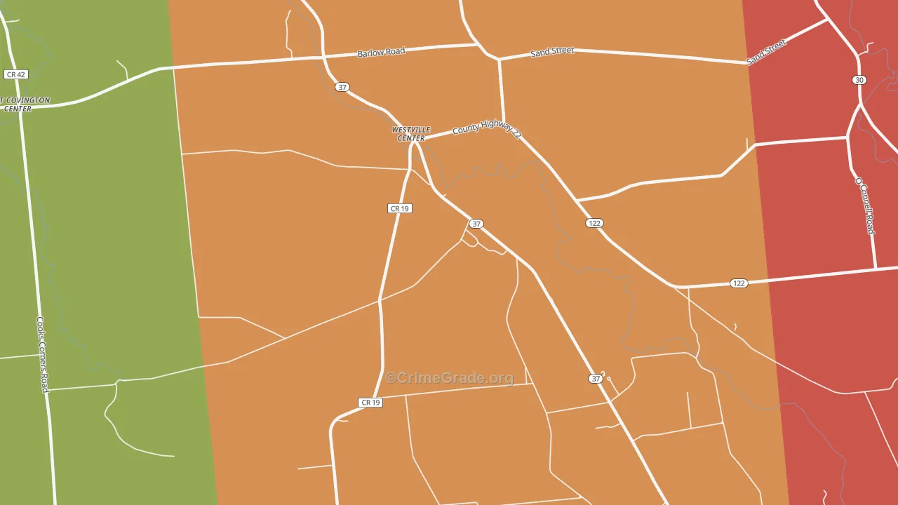Westville Center, NY Map of Theft Rates