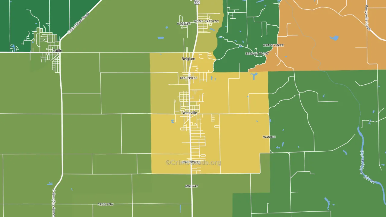 Westville, IL Map of Theft Rates