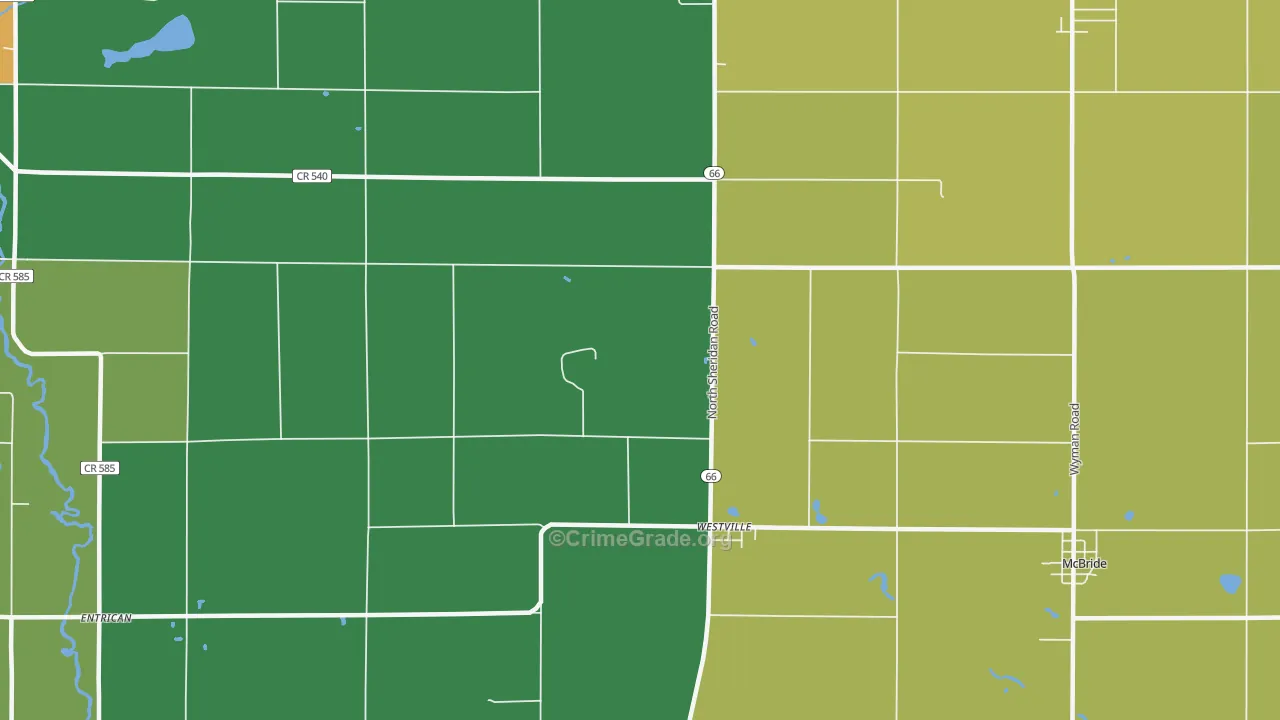 Westville, MI Map of Theft Rates