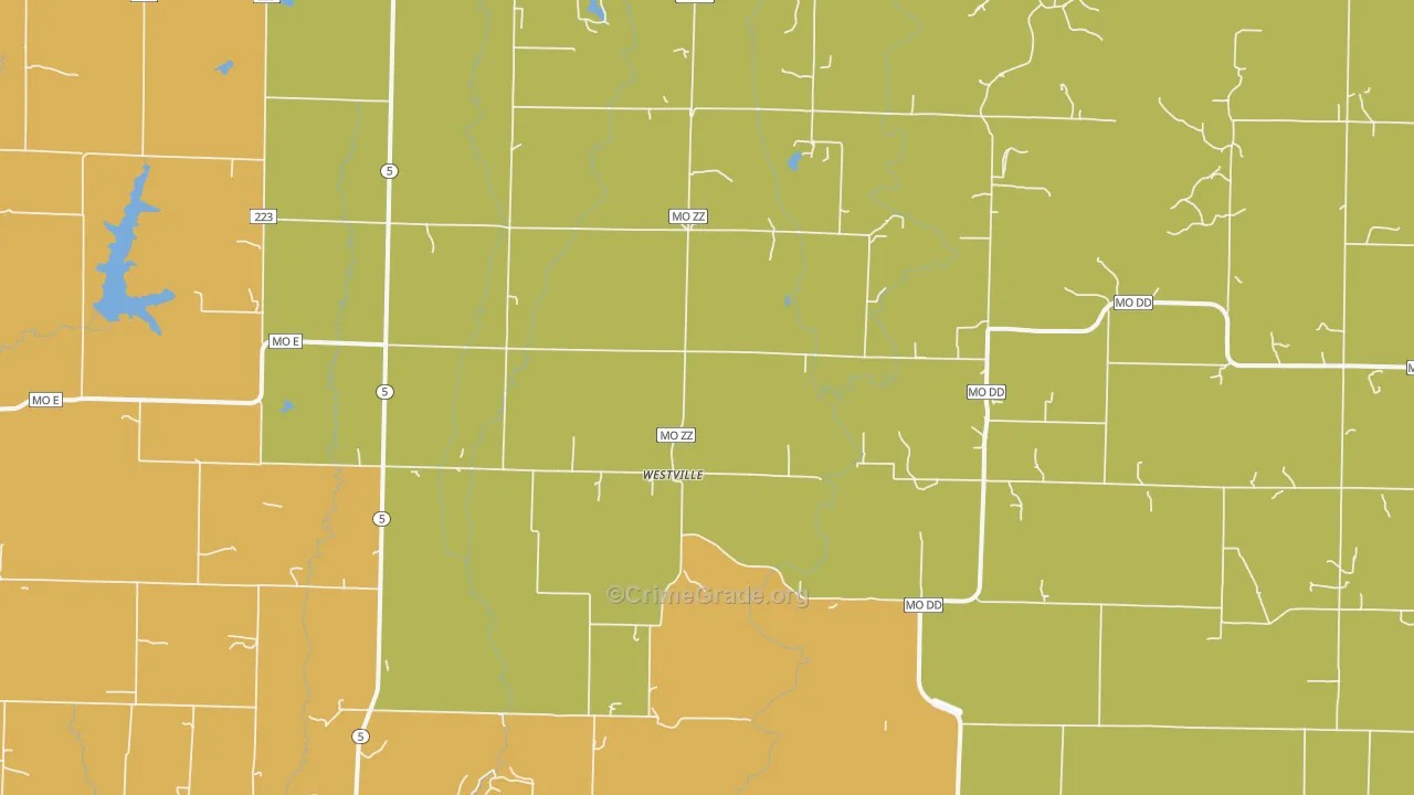 Westville, MO Map of Theft Rates