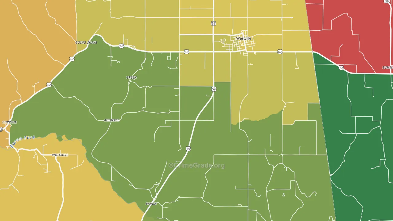Westville, OK Map of Theft Rates