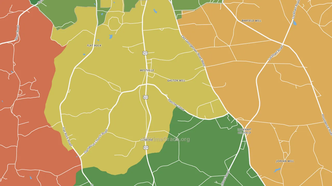Westville, SC Map of Theft Rates