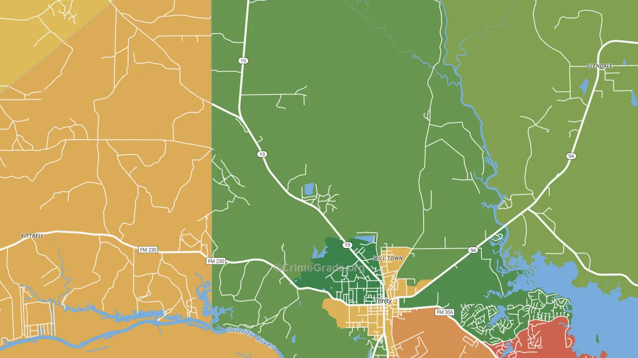 Westville, TX Map of Theft Rates