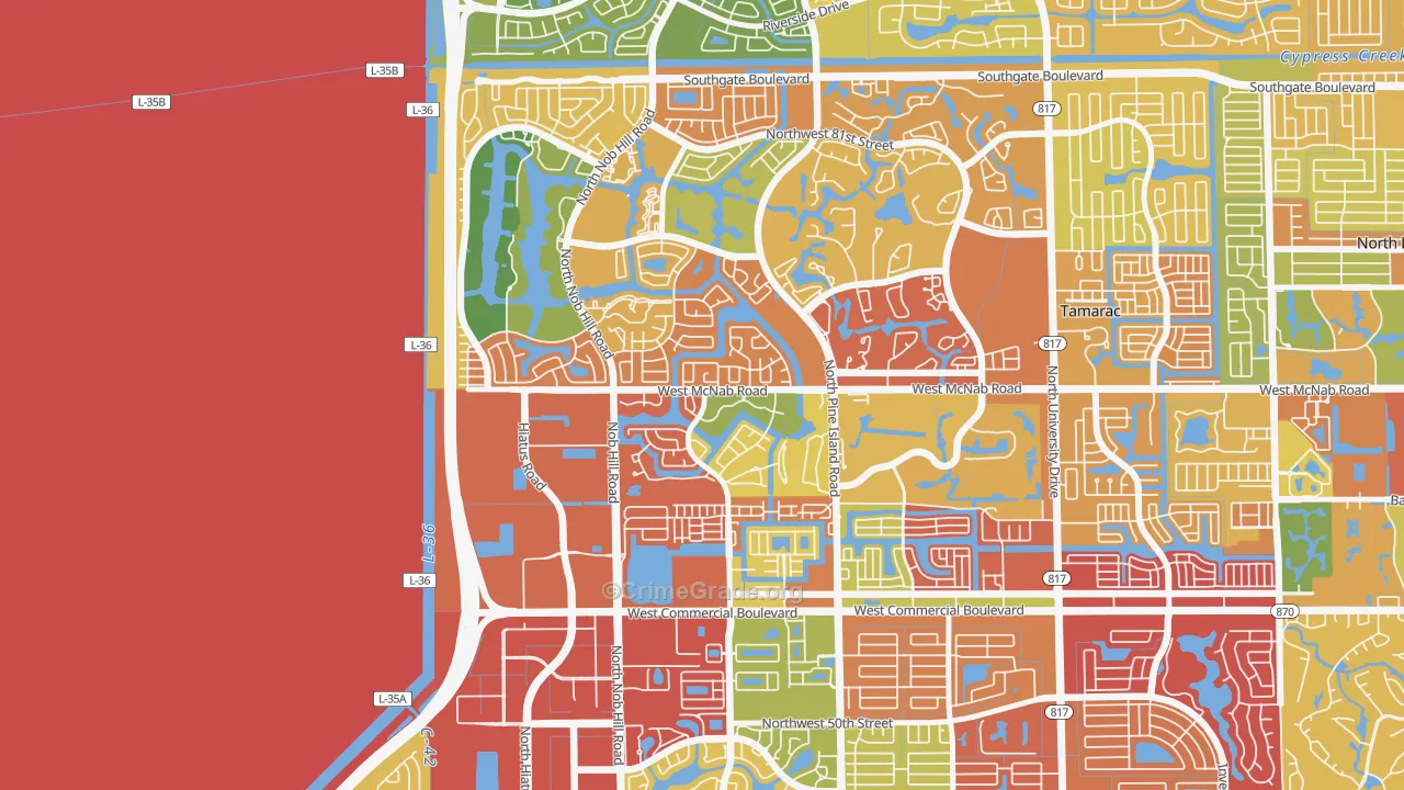 Westwood Community-North, Tamarac, FL Map of Theft Rates