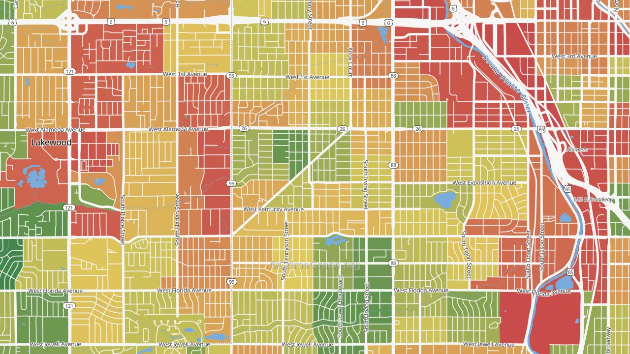 Westwood, Denver, CO Map of Theft Rates