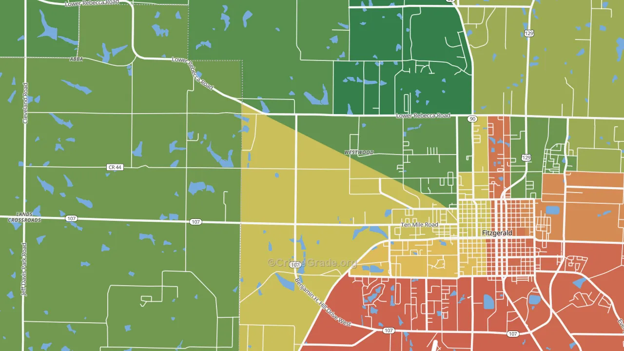 Westwood, GA Map of Theft Rates