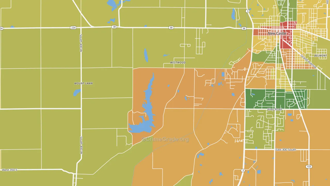 Westwood, IN Map of Theft Rates