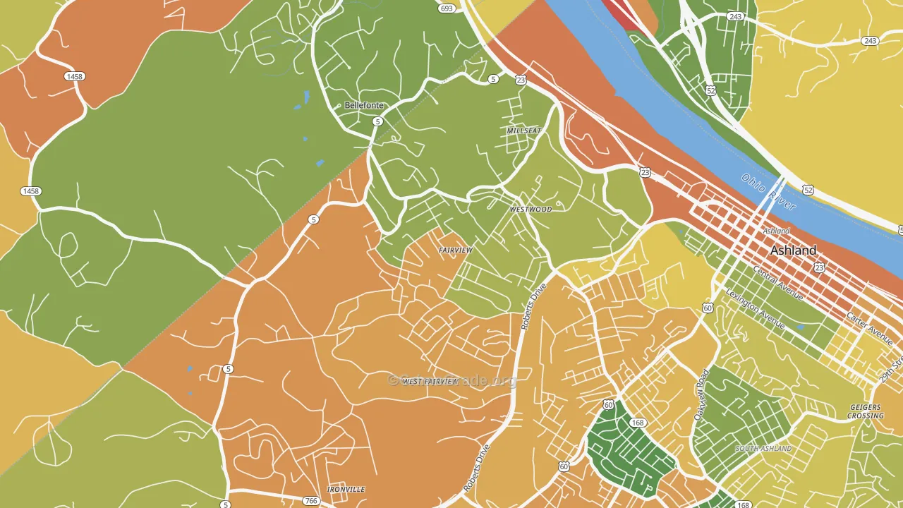 Westwood, KY Map of Theft Rates