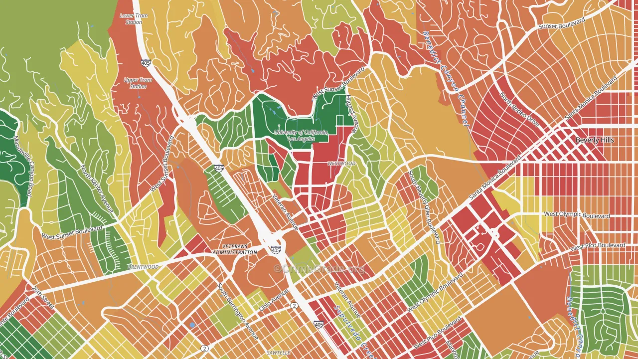 Westwood, Los Angeles, CA Map of Theft Rates
