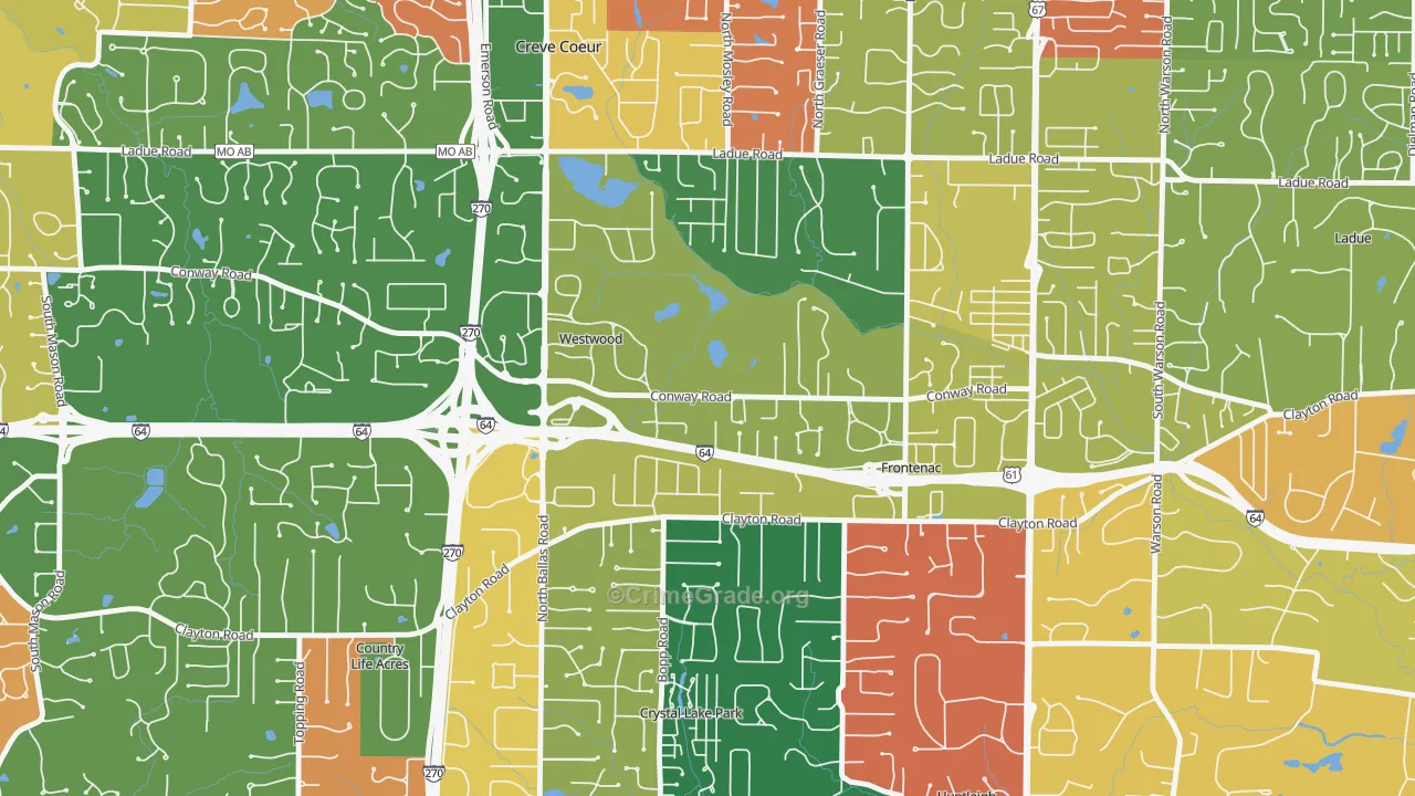 Westwood, MO Map of Theft Rates