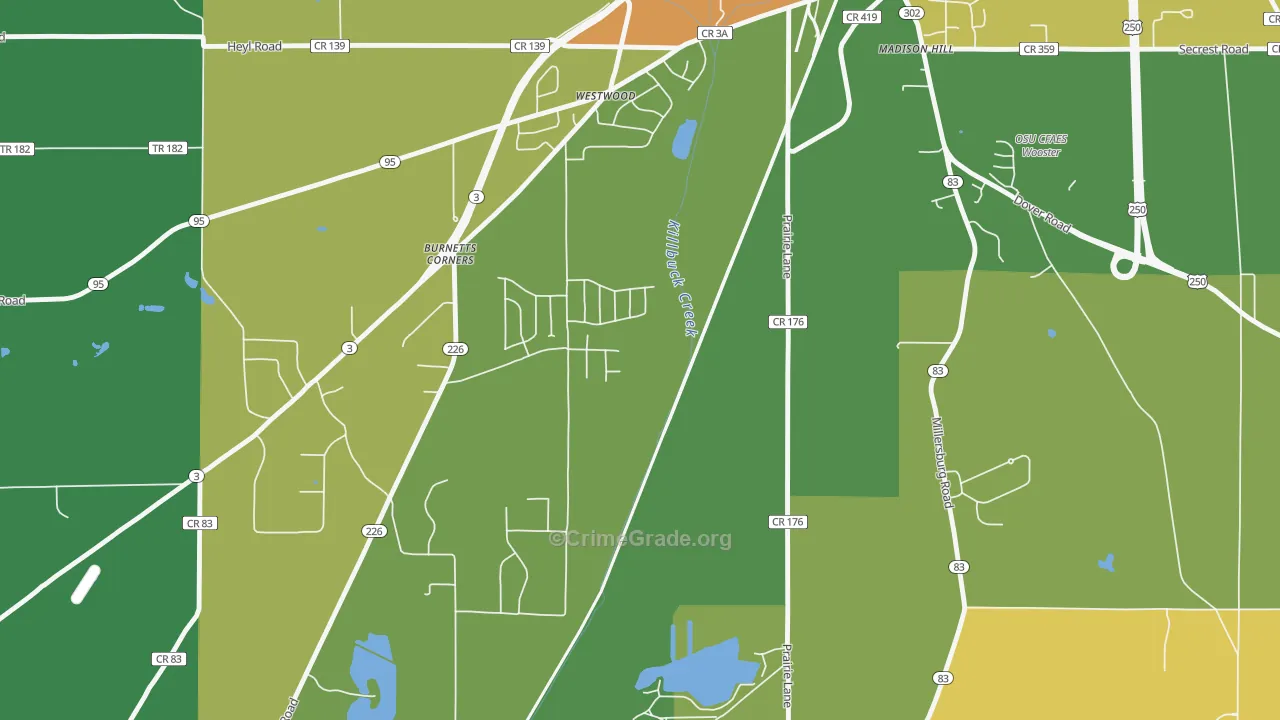 Westwood, OH Map of Theft Rates